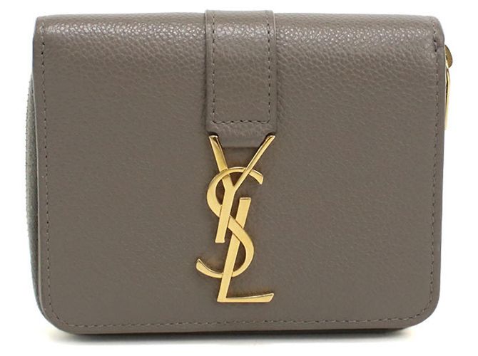 Autre Marque Saint Laurent Gray Bi-fold Wallet Brown