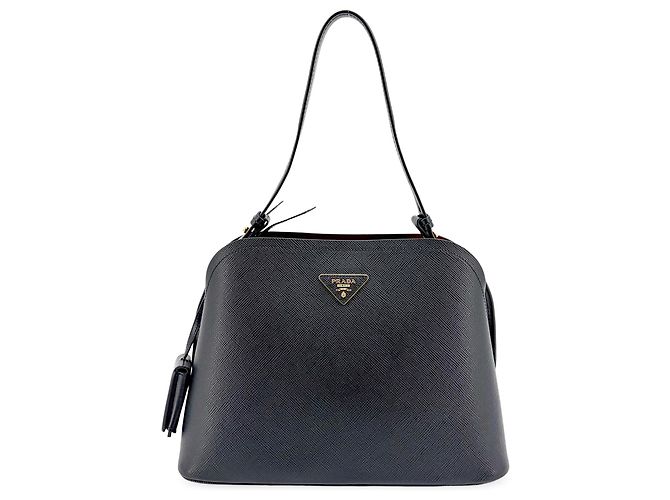 Prada Matinee Top Handle Saffiano Leather Micro Nero