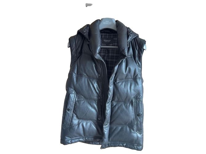 Burberry Black Label Leder-Steppweste Schwarz
