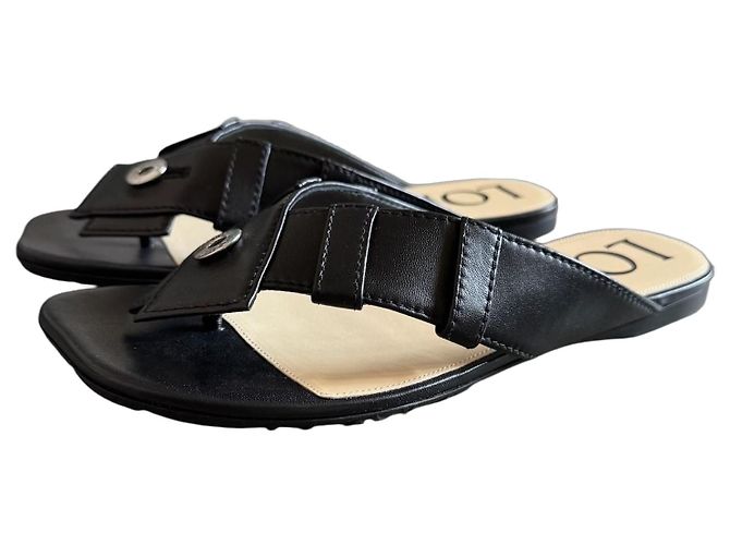 Sandali Loewe in pelle nera con anello Nero