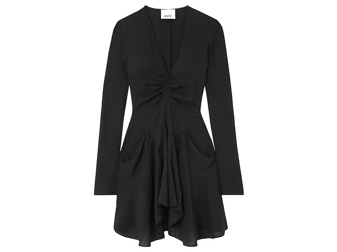Isabel Marant Usmara Mini-Kleid aus gerafftem Krepp in Schwarz