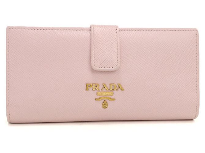 Saffiano Portefeuille long Prada pliable en rose