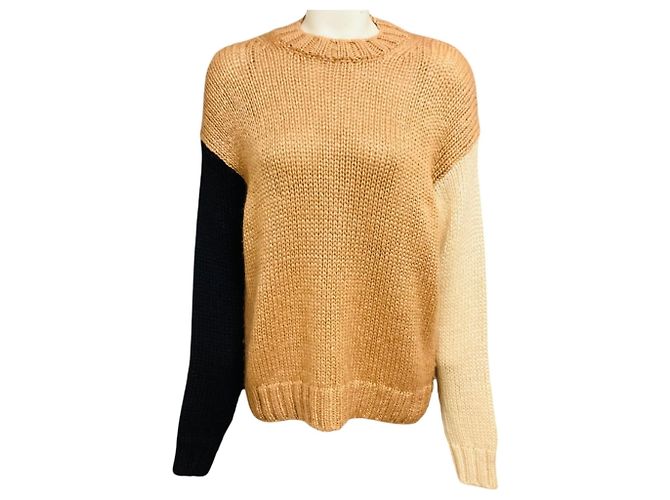 Jersey de punto con flecos Alanui Tan / Beige / Black Camello