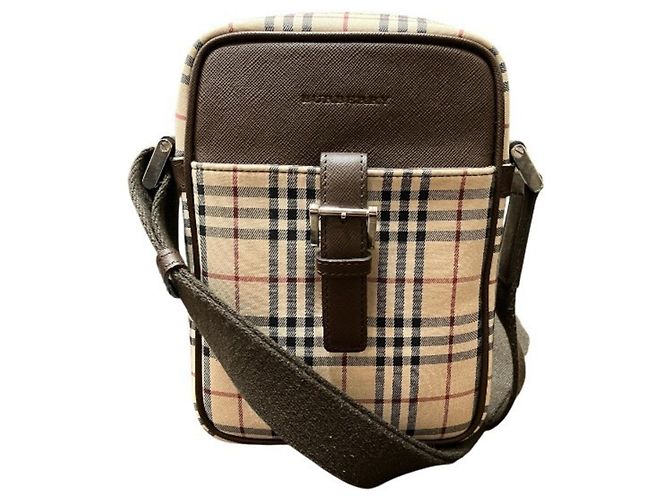 Burberry Nova Check Schultertasche aus Canvas und Leder Braun Beige