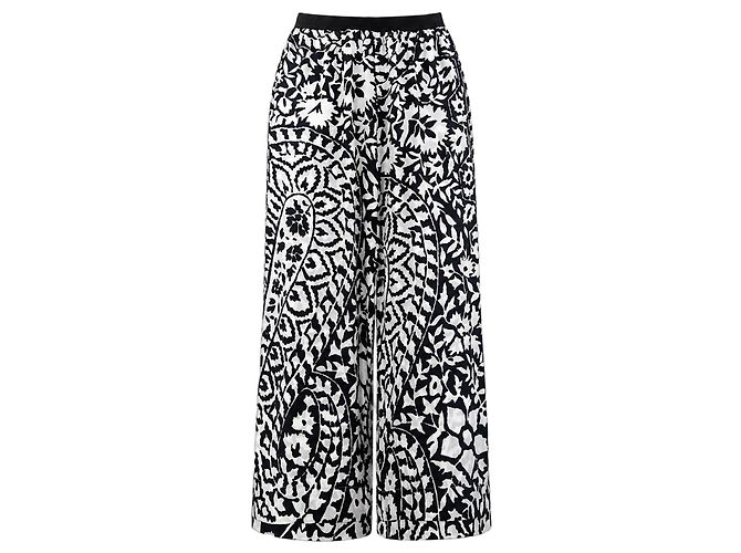 Eres Calças wide-leg em seda preto e branco