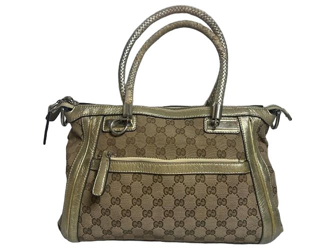 Borsa Gucci Bella in tela monogramma beige e oro D'oro