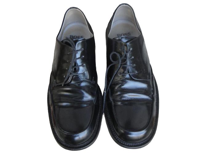Hugo Boss Niagara Scarpe in Pelle Verniciata Nera Nero