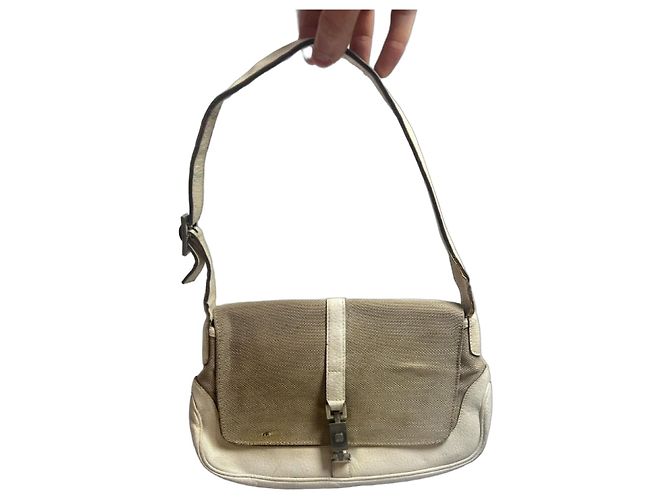 Bolsa Gucci Jackie em lona e couro bege/écru Branco