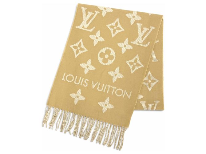 Louis Vuitton Essential Wool Monogram Stole Beige