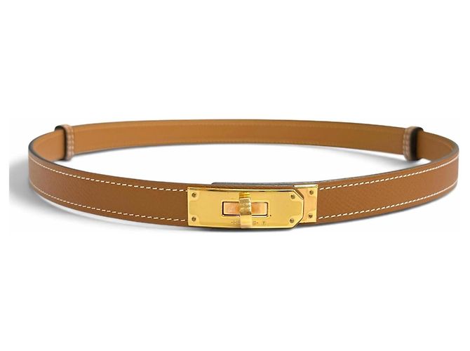 Hermès Cinto Hermes Kelly em couro Dourado