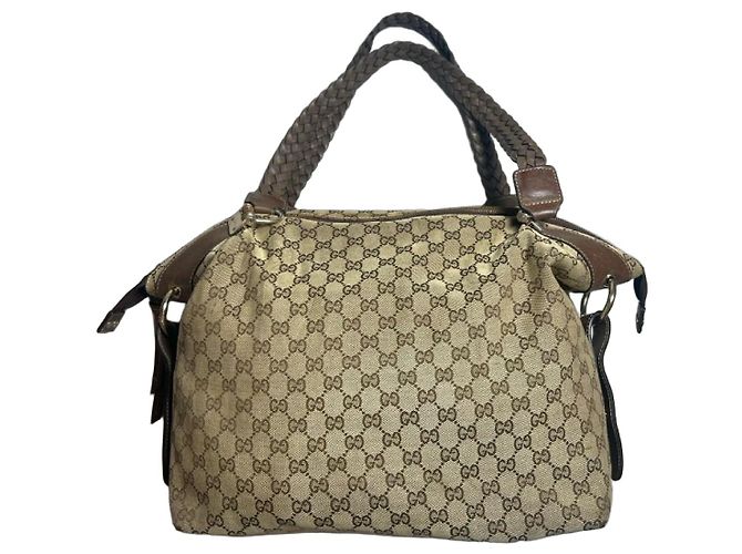 Gucci Bamboo Bar Tote Handtasche Monogramm Beige/Braun