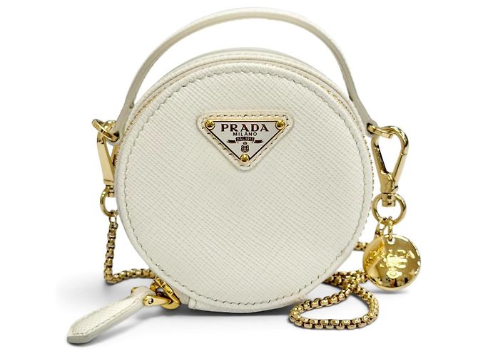 Prada Mini-Tasche aus Saffiano-Leder Weiß