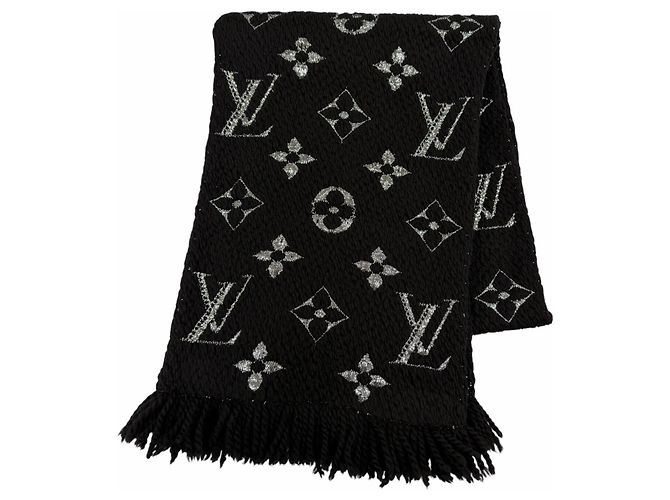 Stola in lana e seta nera e argento Louis Vuitton Nero
