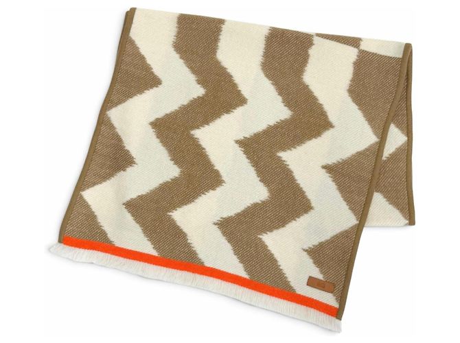 Hermès Stola in cashmere Hermes Ikat Electro Marrone Arancione Crudo