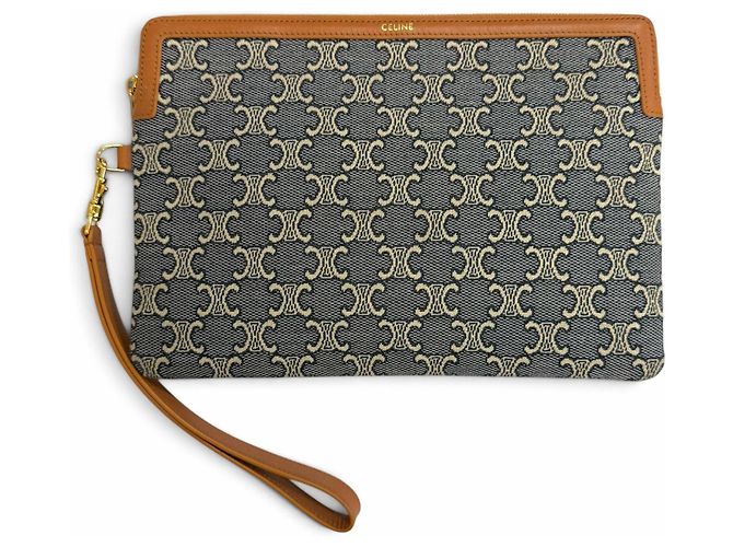 Céline Celine Cuile Triomphe Small Pouch Blu navy