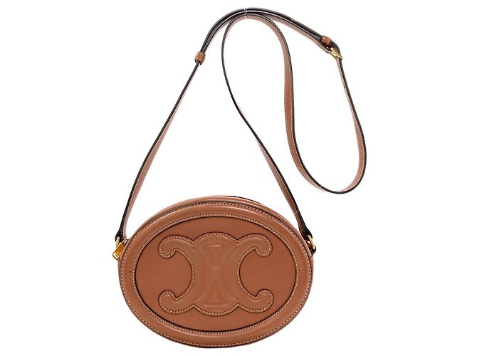 Céline Bolsa de Ombro Celine Oval Purse Cuir Triomphe Marrom