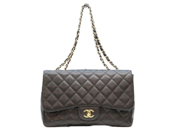 Borsa a tracolla Chanel in pelle caviar nera Nero