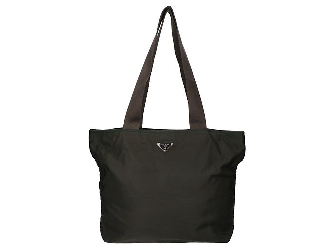 Saco Tote Prada em nylon cáqui Caqui