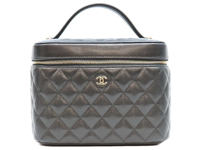 Bolsa Vanity Chanel AP2573 Timeless Classic Caviar com alça superior Preto
