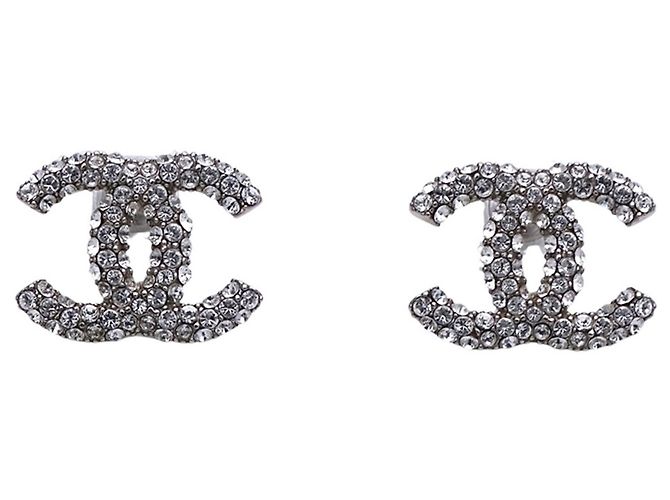 Chanel Strass-Ohrringe in Silber