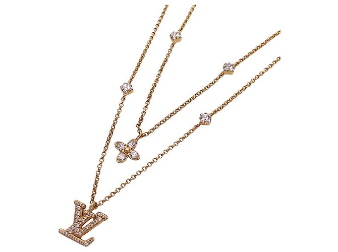 Louis Vuitton Strass-Halskette Gold Golden