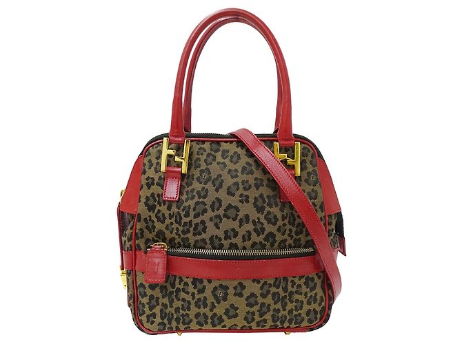 Borsa Fendi rosso e marrone