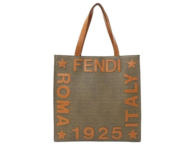 mala Tote Fendi castanho e cáqui Marrom Caqui