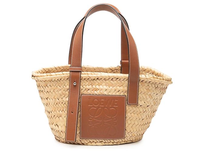 Bolso Cesta Anagram Small de Rafia Beige LOEWE