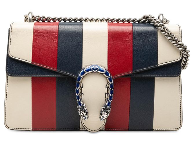 Borsa a tracolla Dionysus Gucci in pelle di vitello a righe bianca Medium Bianco