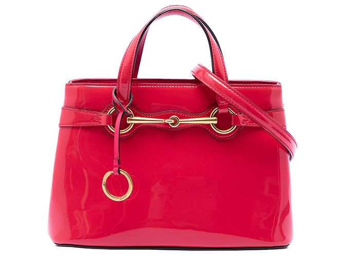 Bolso Satchel Gucci Bright Bit de charol rosa