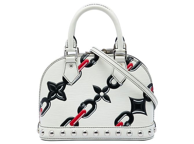 Louis Vuitton White Epi Chain Flower Alma BB Blanc