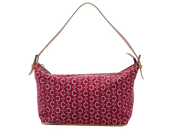 16 Céline Bolso de hombro Celine Red C Macadam Canvas Roja