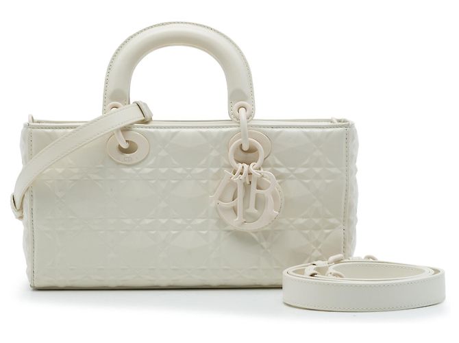 Autre Marque Dior White Medium Calfskin Cannage Diamond Lady D Joy Branco