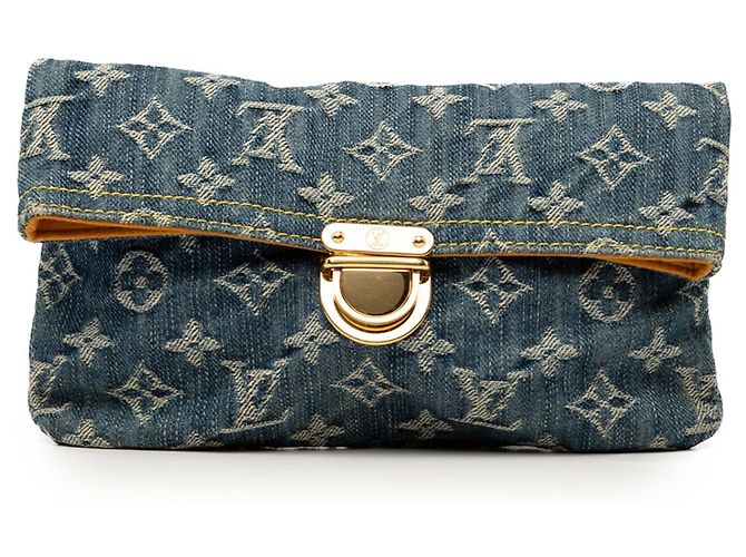 Louis Vuitton Blue Monogram Denim Pochette Plate Blau