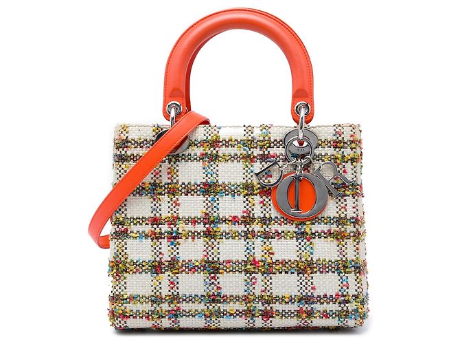 Autre Marque Dior White Medium Tweed Lady Dior