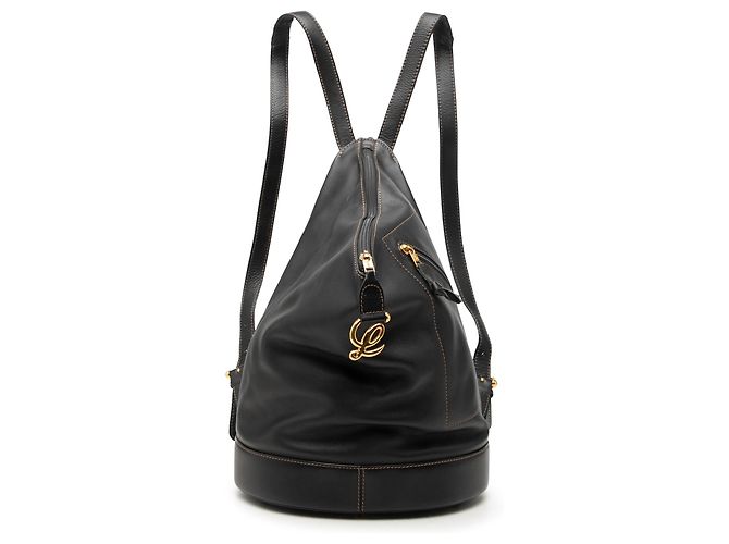 LOEWE Black Leather Anton Backpack