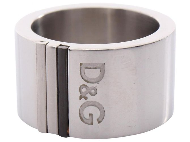 Anello Dolce & Gabbana D&G Logo Nero Argento