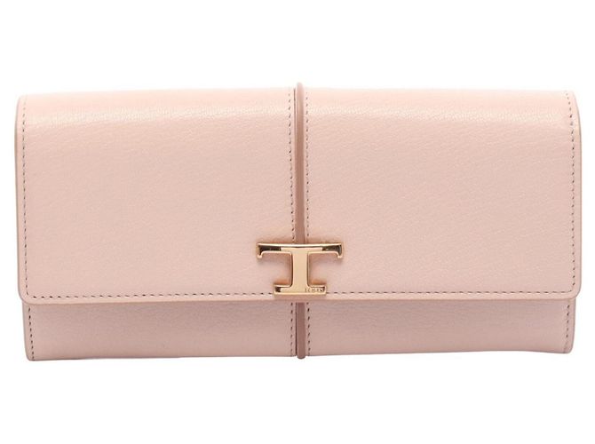 Cartera larga de piel rosa Tod's T-Timeless