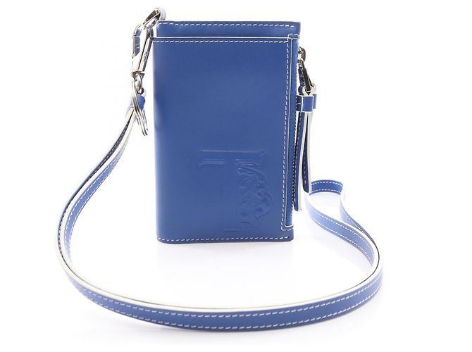 Tod's Embossed Lion Bi-fold Leather Wallet Blue