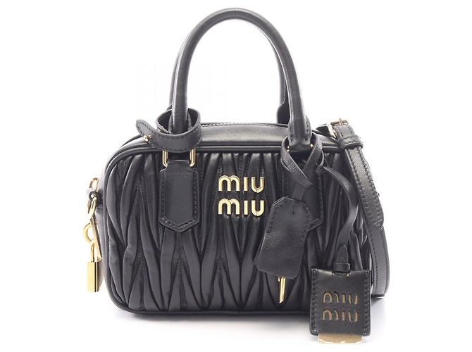 Borsa a mano 2-Way Miu Miu Matelassé in pelle nera Nero