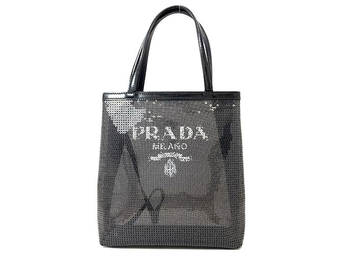 Borsa a mano Prada nera con paillettes Nero