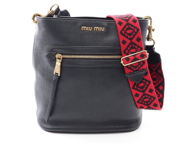 Borsa a tracolla Miu Miu in pelle Madras Nero