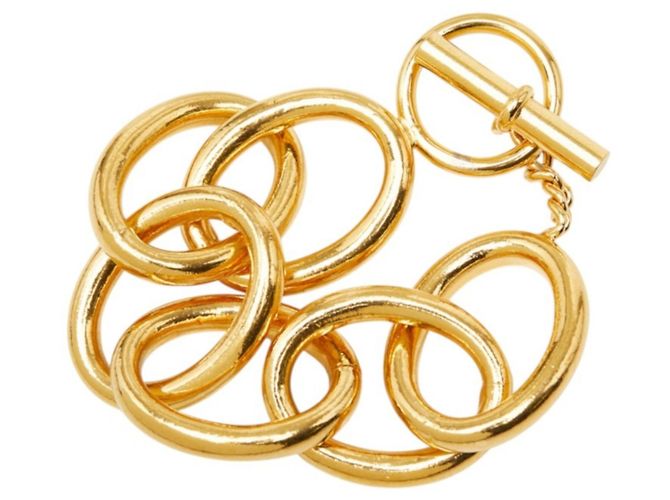 Pulseira com pingentes banhada a ouro Chanel Dourado