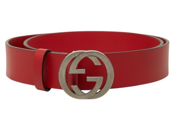 Gucci Interlocking G Ledergürtel Rot