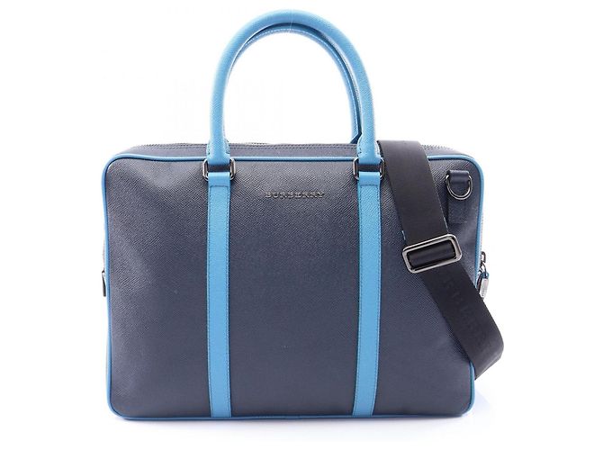 Sac à main en cuir Burberry en Navy/Blue Bleu Bleu Marine