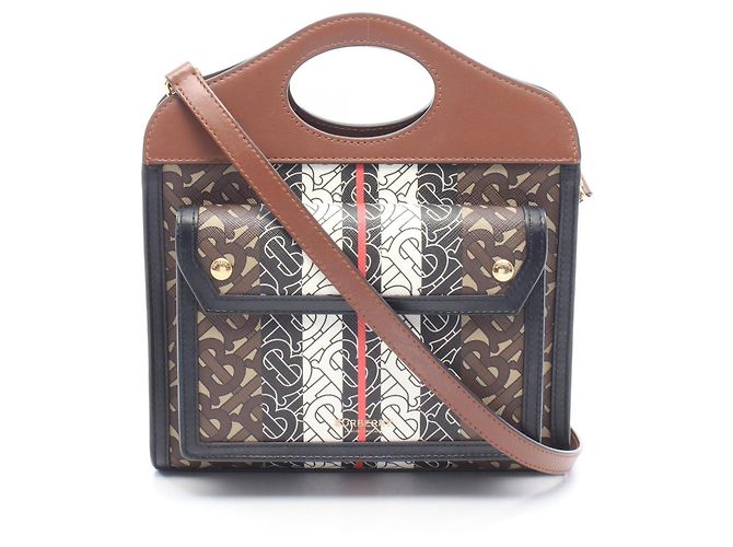 Sac Mini Pocket Burberry Marron Noir Multicolore