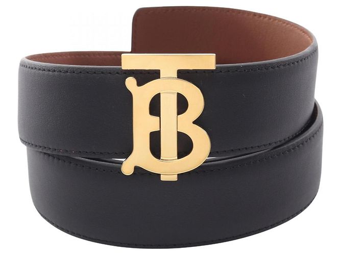 Cinturón de piel reversible Burberry TB para mujer Castaño Negro