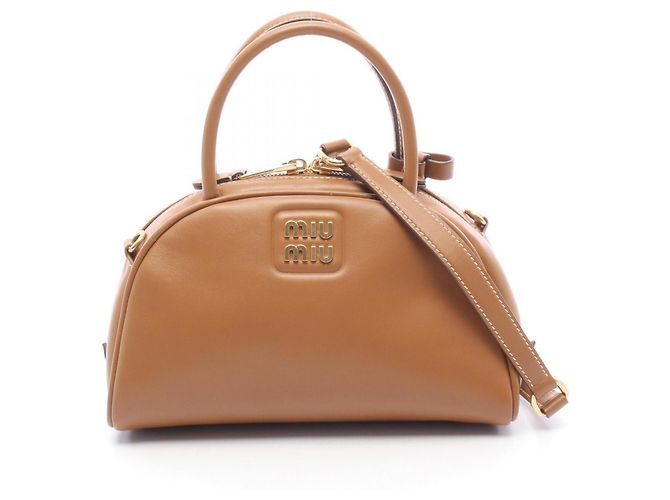 Sac à main 2-Way en cuir marron Miu Miu