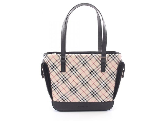 Saco Tote Burberry Nova Check Preto Multicor Bege