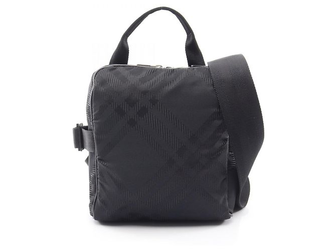 Borsa a tracolla Burberry Check Jacquard Nero